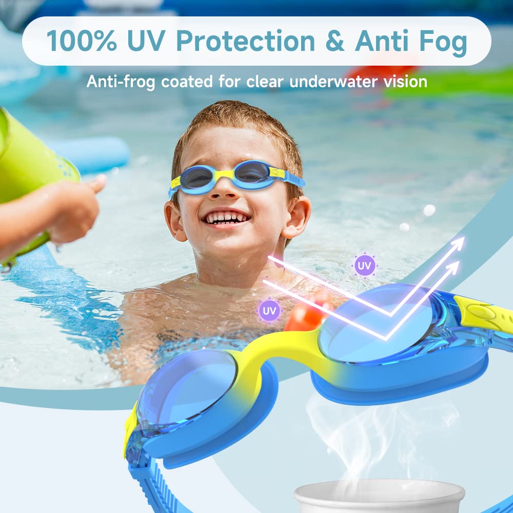 Findway Schwimmbrille Kinder,Schwimmbrille für Kinder Jungen Mädchen Junior, UV-Schutz Anti Nebel Kinder Schwimmbrille für Alter 3-12 Jahre