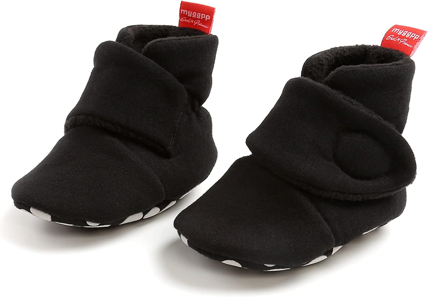 EDOTON Unisex-Baby Neugeborenes Fleece Booties, Baby Jungen Mädchen Weiche Sohlen Streifen Bootie Kleinkind Stiefel Niedlich Stiefel Socke Einstellbar