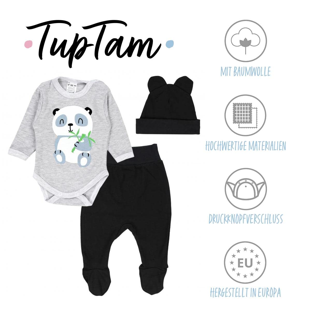 TupTam Baby Clothes Set Body Romper Hat Teddy Bear
