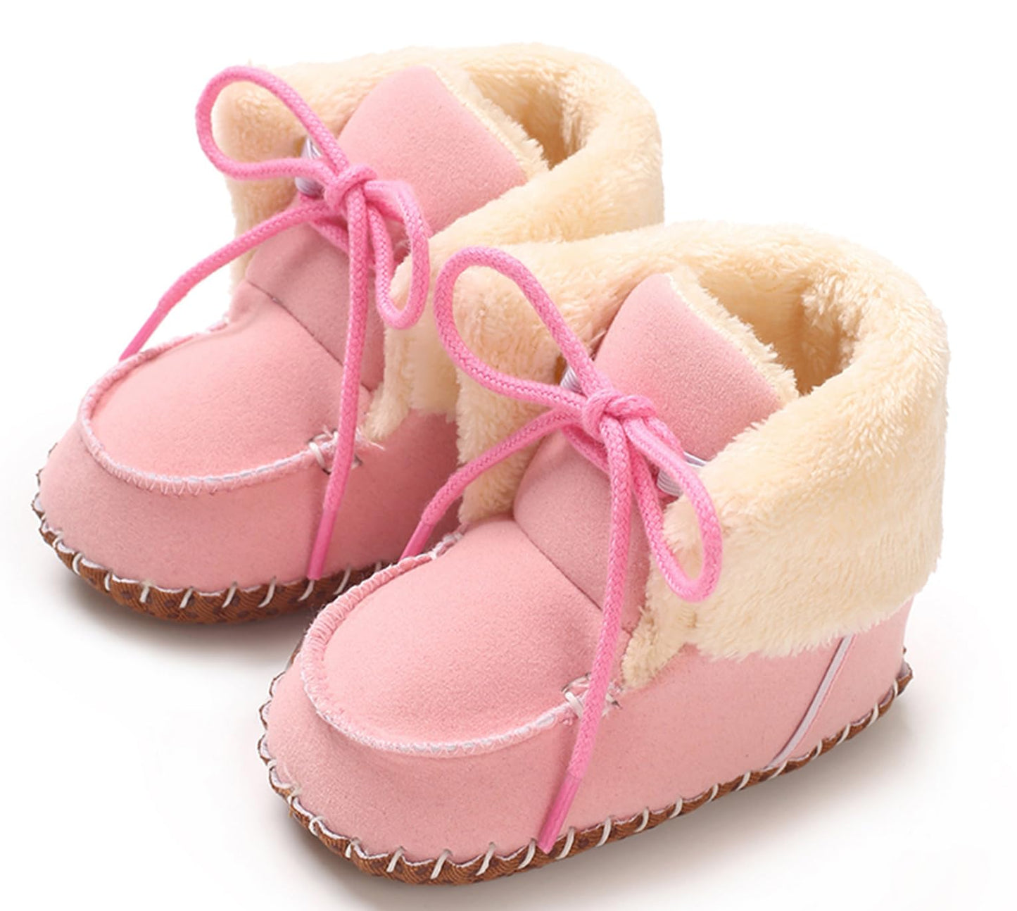 Adigau Baby Boys Girls Winter Boots Soft Sole Warm Boots Lace Flat Prewalker Snow Boots 0-18 Months