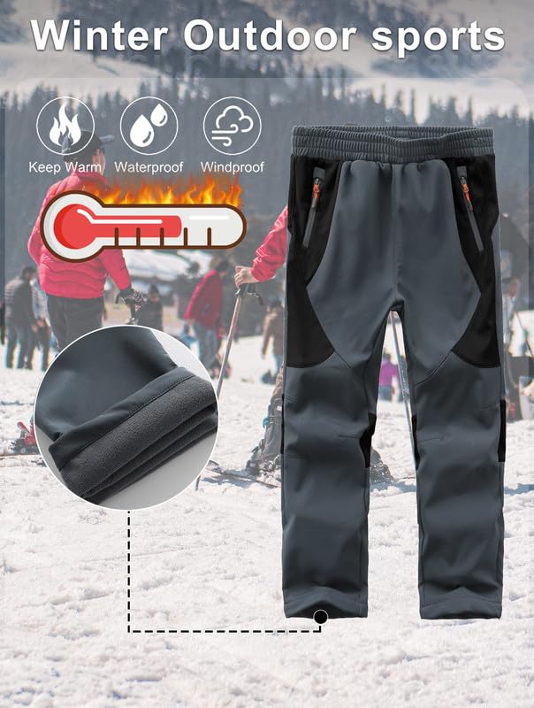 HFDWYJ Children's Softshell Trousers with Fleece Lining Waterproof Trousers Children's Outdoor Trousers Children's Ski Trousers Children's Hiking Trousers Children's Rain Trousers Sports Trousers Boys