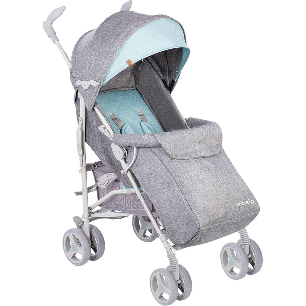 Lionelo Irma Pushchair up to 15 kg, Lightweight Modern Pushchair with Reclining Function, Foldable, Large 6 Inch Wheels, Large Basket, Bag, Mosquito Net