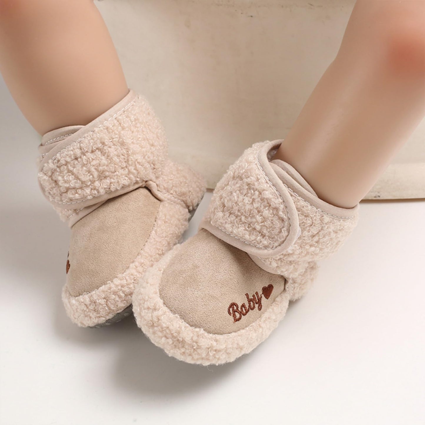 TMEOG Baby Winter Shoes Thermal Baby Shoes Crawling Shoes Fleece Baby Boots Non-Slip Warm Booties Baby Boots Lined Newborn Walk Shoes for Girls Boys 0-18 Months