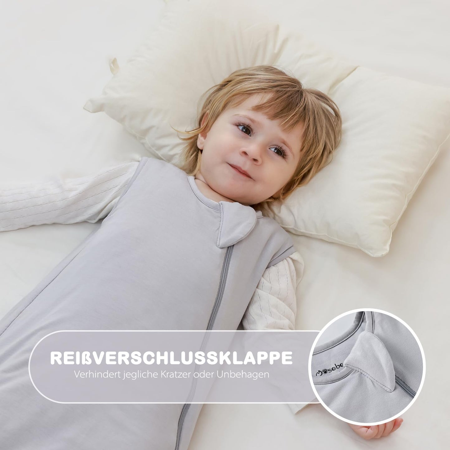 Mosebears Winter Sleeping Bag Baby 2.5 Tog, Bamboo Fibre Baby Sleeping Bag, Extremely Soft and Warm L (18-36 Months)