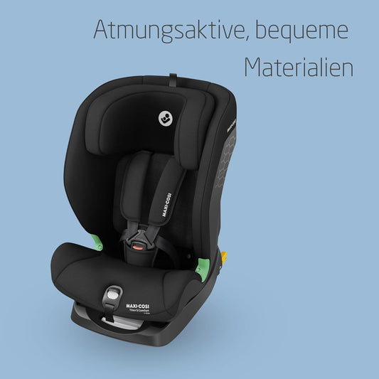 Maxi-Cosi Titan S Comfort i-Size, atmungsaktive Komfortstoffe, mitwachsender Kindersitz, 15 Monate–12 Jahre (76–150 cm), ISOFIX Kindersitz Auto, 5 Sitzposition & 13 Kopfstützenstufen, Authentic Black - Meloni2