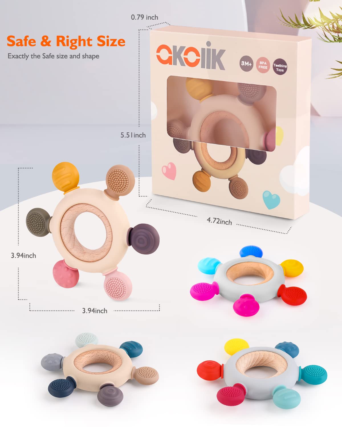 Beißring für Babys, Baby Zahnen Spielzeug aus Silikon, Ruder Greifling Beißspielzeug, BPA-frei Zahnen Nursing Zubehör für 3-6 6-12 Monate Kleinkinder, mädchen Junge Geschenk(Ruder B)