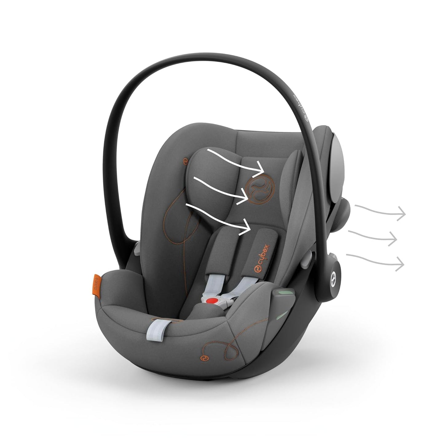 CYBEX Gold Babyschale Cloud G i-Size Comfort, Inkl. Neugeboreneneinlage, Ab Geburt bis ca. 24 Monate, Für Kinder ab 40 cm bis 87 cm, Max. 13 kg, Moon Black