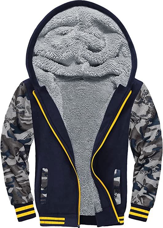 JACKETOWN Boys' Sweat Jacket Lined Children's Hoodie Sweatshirt Hoodie Fleece Jacket with Hood Long Sleeve Warm Winter Jacket Classic Pullover with Zip