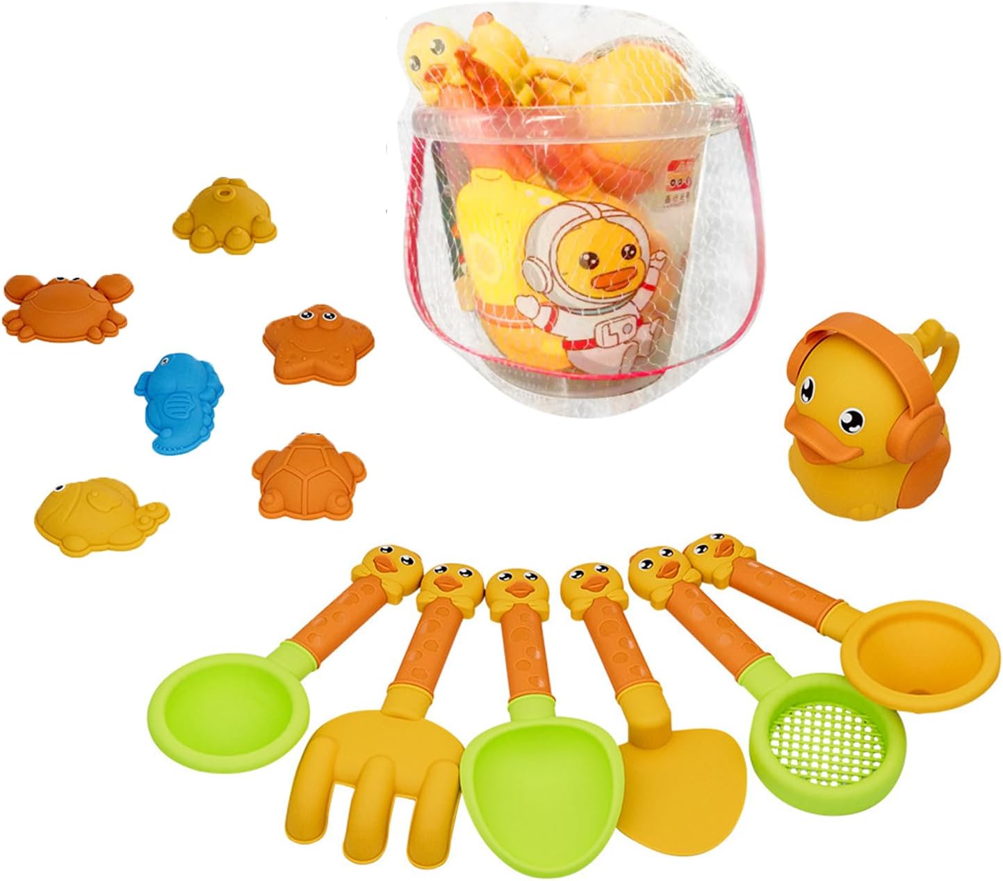 Strand Sandspielzeug Set, 14 Stück Sandkasten Spielzeug Set mit Sand Förmchen, Eimer, Schaufeln, Gießkanne Sandspielzeug Set für Kinder,Sandspielzeug ab 1 Jahr