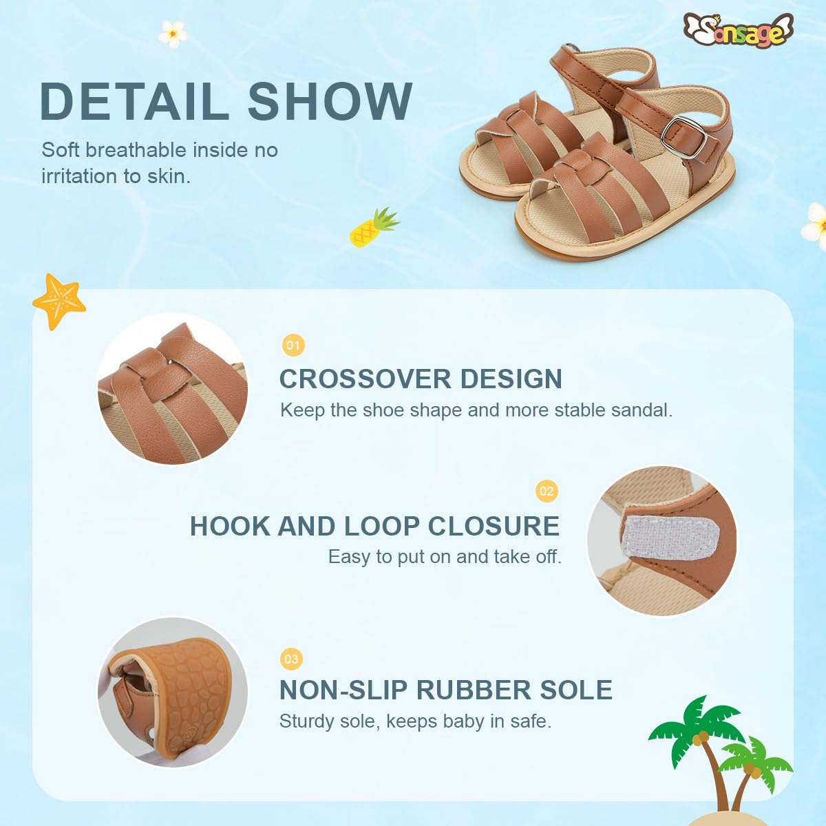 Sonsage Infant Baby Girls Boys Summer Sandals Newborn Bow Crib Sandals Outdoor Beach Toddler PU Leather Soft Rubber Sole Dress Flat First Walking Shoes, a01 Black, 3-18 Months