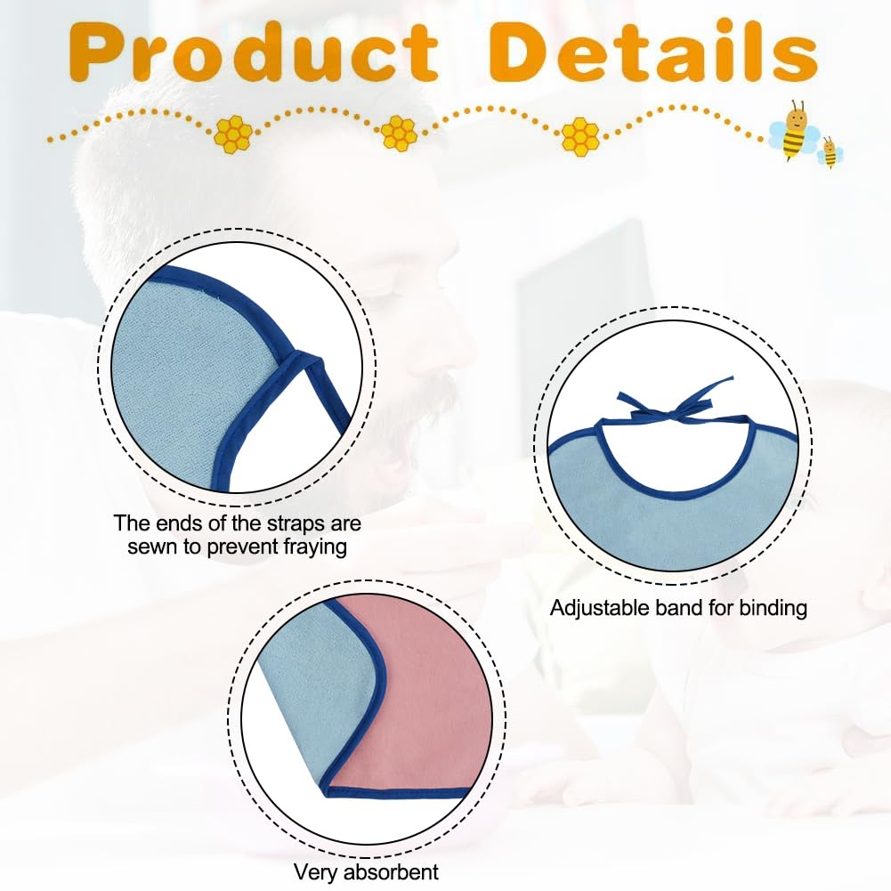 HOTUT Baby Bibs, 7 Pack Baby Bibs Made of Cotton, Terry Cloth Bibs, Waterproof Toddler Feeding Bibs, Drool Bibs for Baby Boys and Girls Toddlers - Stain-Resistant Style
