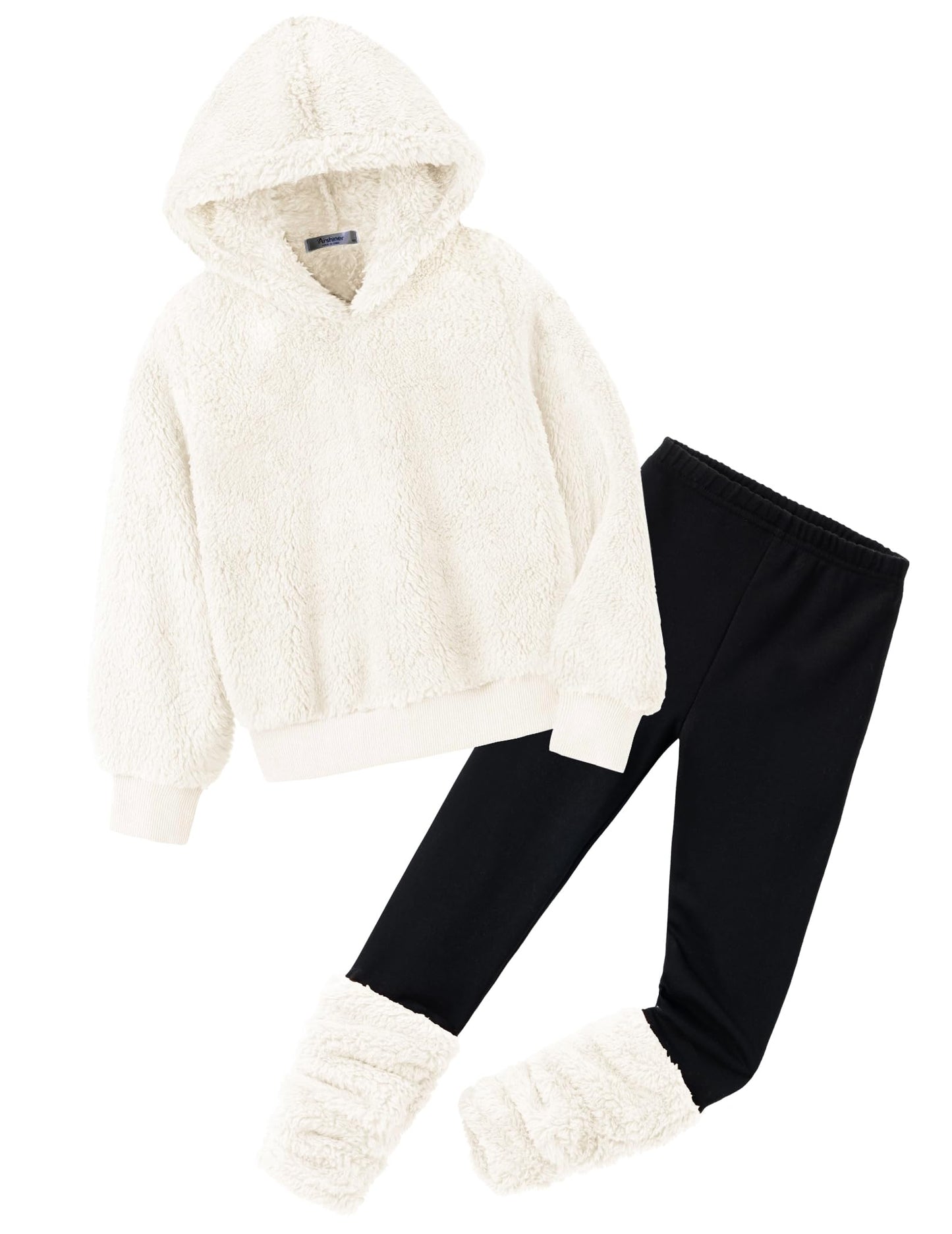 Arshiner Girls' Clothing Sets Winter Children's Hoodie with Leggings Set Warm Cuddly Padded Clothing Two Piece Outfits for Girls 5-14 Years
