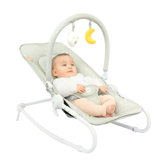Badabulle Lichen foldable baby bouncer - Adjustable backrest - 3-point safety belt - Removable play arch
