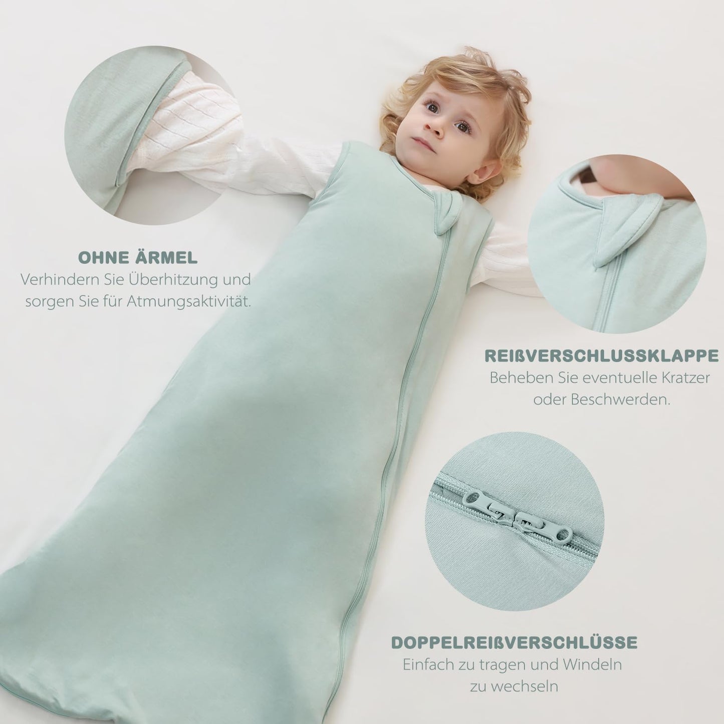 Mosebears Winter Sleeping Bag Baby 2.5 Tog, Bamboo Fibre Baby Sleeping Bag, Extremely Soft and Warm L (18-36 Months)