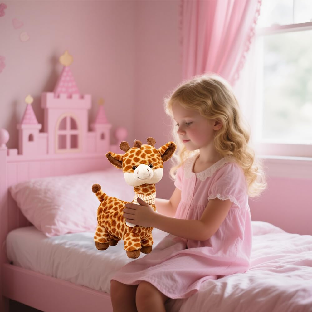 WDKXCN Giraffe Kuscheltier, 30CM Giraffe Puppe, Plüschtiere Giraffen mit Nschal Langer Hals, Giraffen Kuscheltiere Süß Geburtstagsgeschenk für Kinder