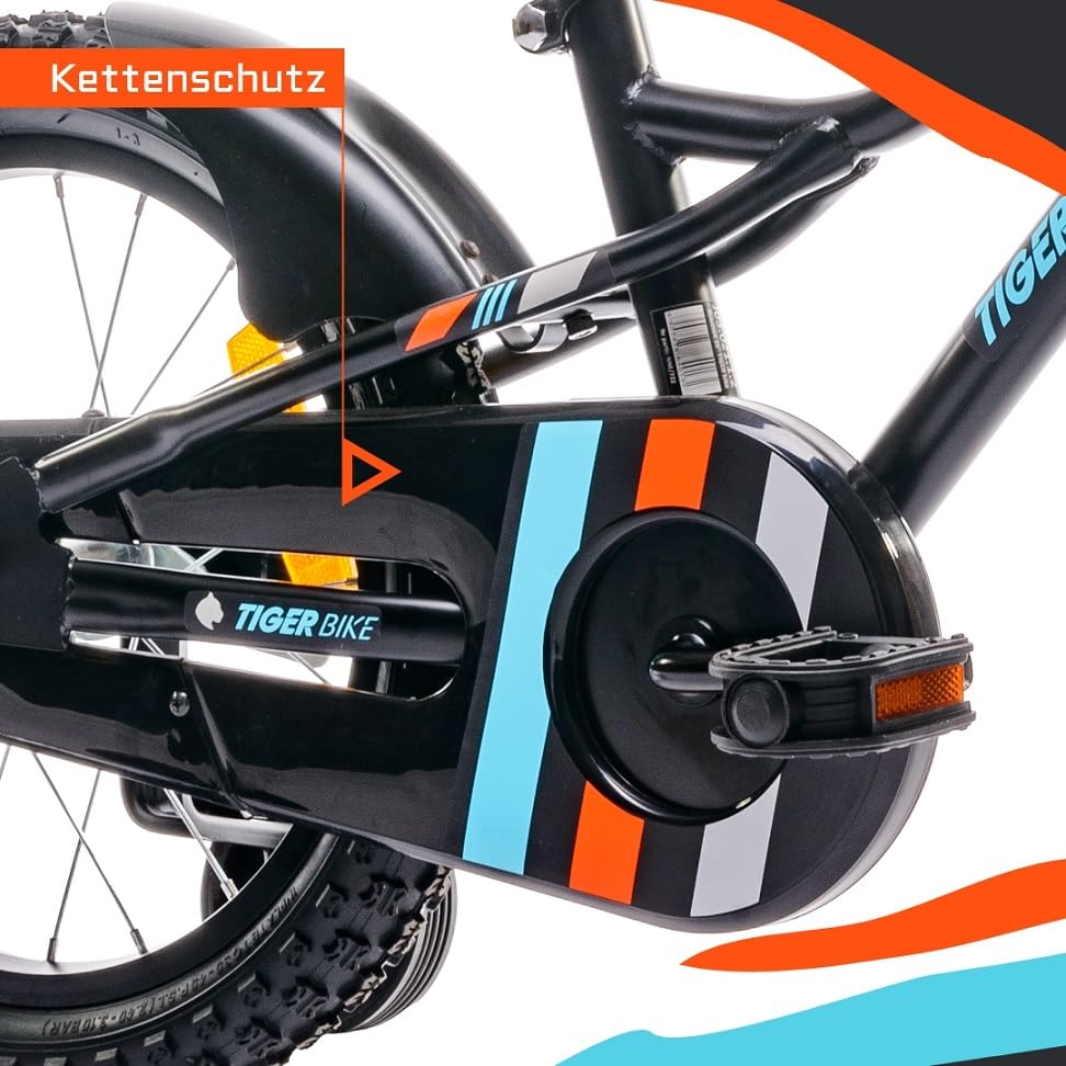 sun baby Jungenfahrrad Kinderfahrrad 14 und 16 Zoll Jungen Tiger Tracker Bike Leicht Stützräder mit Schubstange ab 2-6 Jahre BMX Fahrrad Kinder