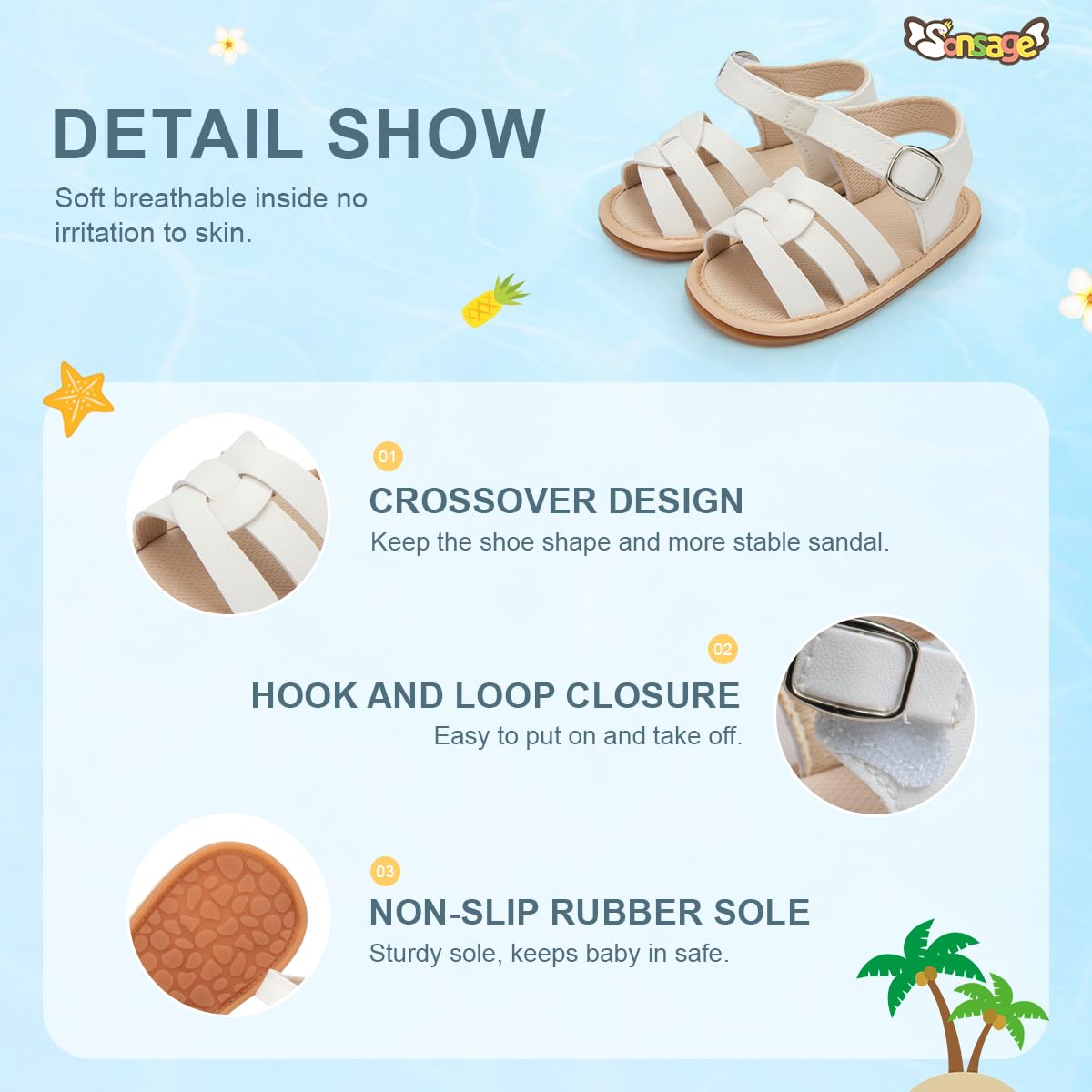 Sonsage Infant Baby Girls Boys Summer Sandals Newborn Bow Crib Sandals Outdoor Beach Toddler PU Leather Soft Rubber Sole Dress Flat First Walking Shoes, a01 Black, 3-18 Months
