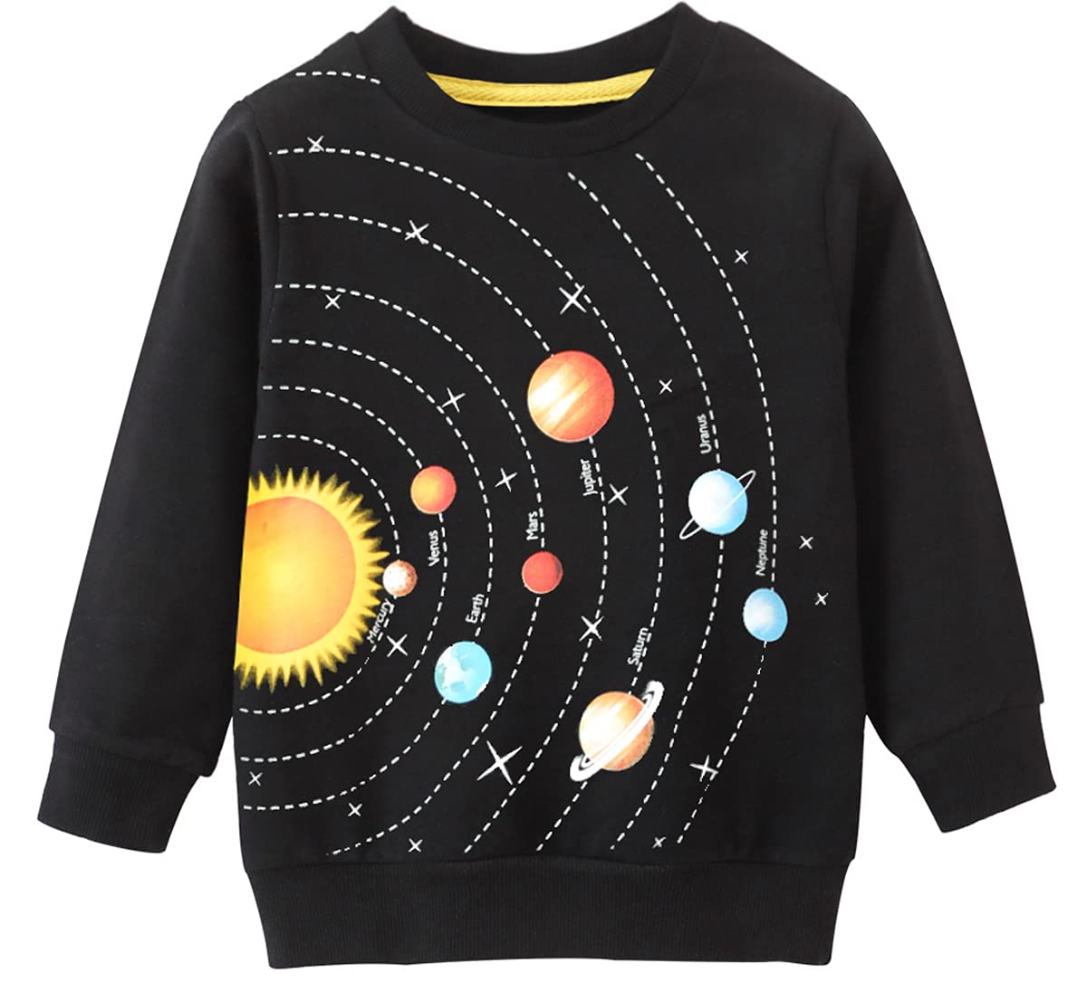 EULLA Children's Boys' Pullover Sweatshirt Long Sleeve Cotton Dinosaur Excavator Tractor Planets Winter Tops 1-7 Years 92 98 104 110 116 122