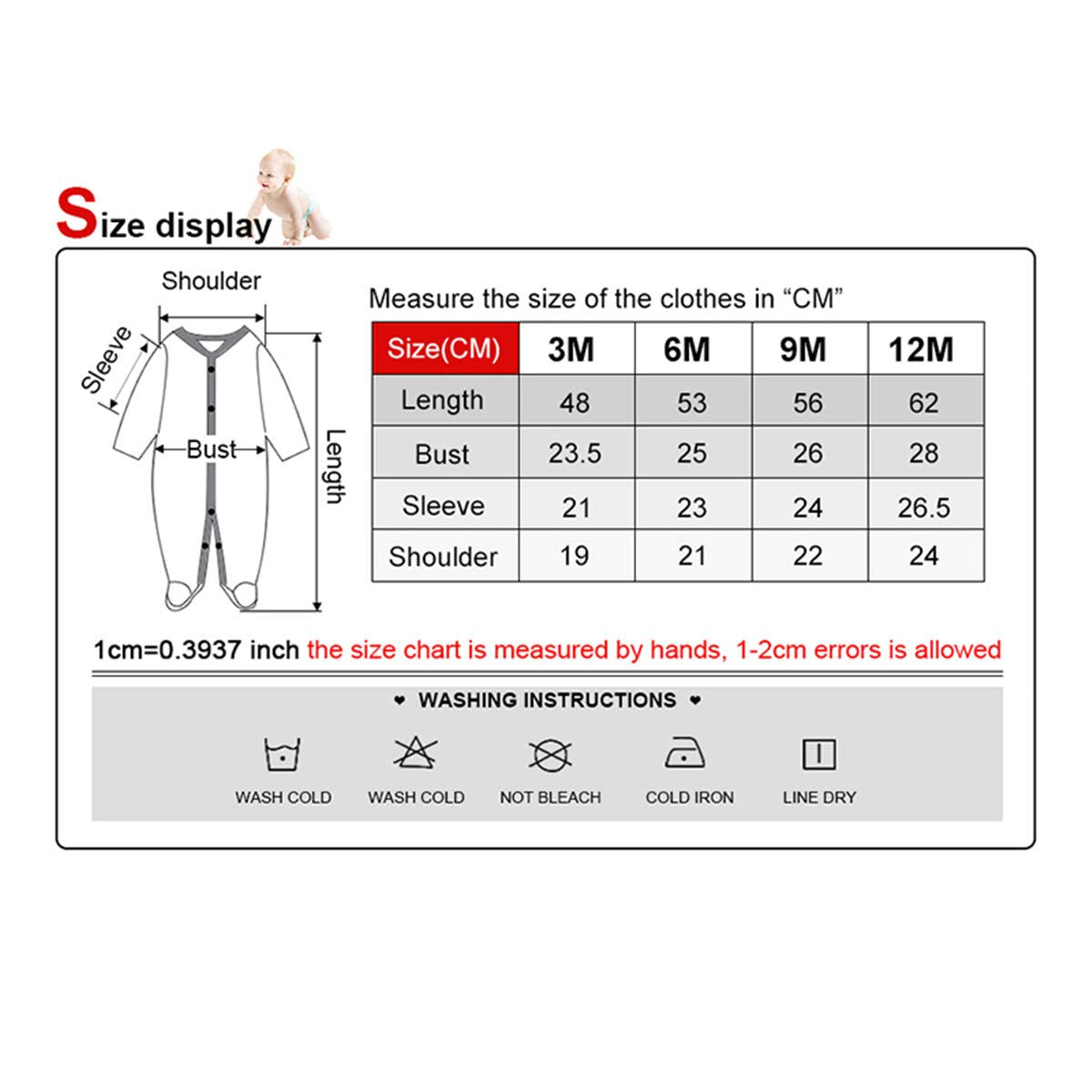 Kiddiezoom Unisex Baby Boys Girls Sleepsuit Pajamas Cotton Overalls Rompers, 3 Pack