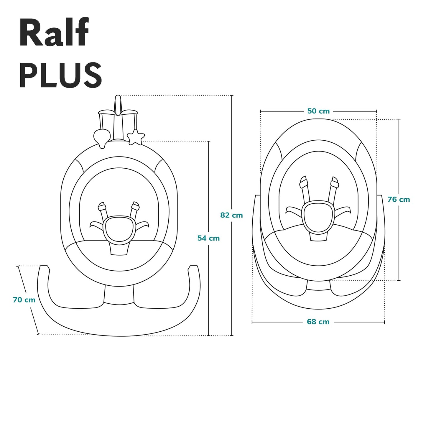 LIONELO Ralf 2-in-1 baby bouncer and recliner, remote control, 12 melodies, two rocking directions, 5 rocking speeds, locking, backrest adjustment, timer, quiet operation