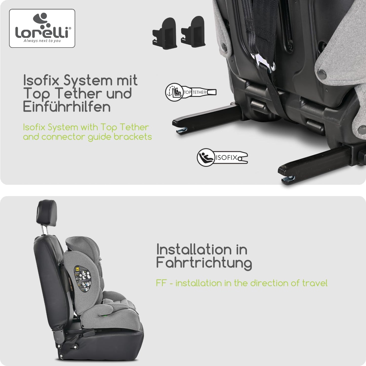 Lorelli Auto Kindersitz Rio mit Isofix, i-Size 76-150 cm, Mitwachsender Autositz für Kinder, Babysitz, Autokindersitz, Verstellbare Kopfstütze, 5-Punkt-Sicherheitsgurt, Ginger - Meloni2