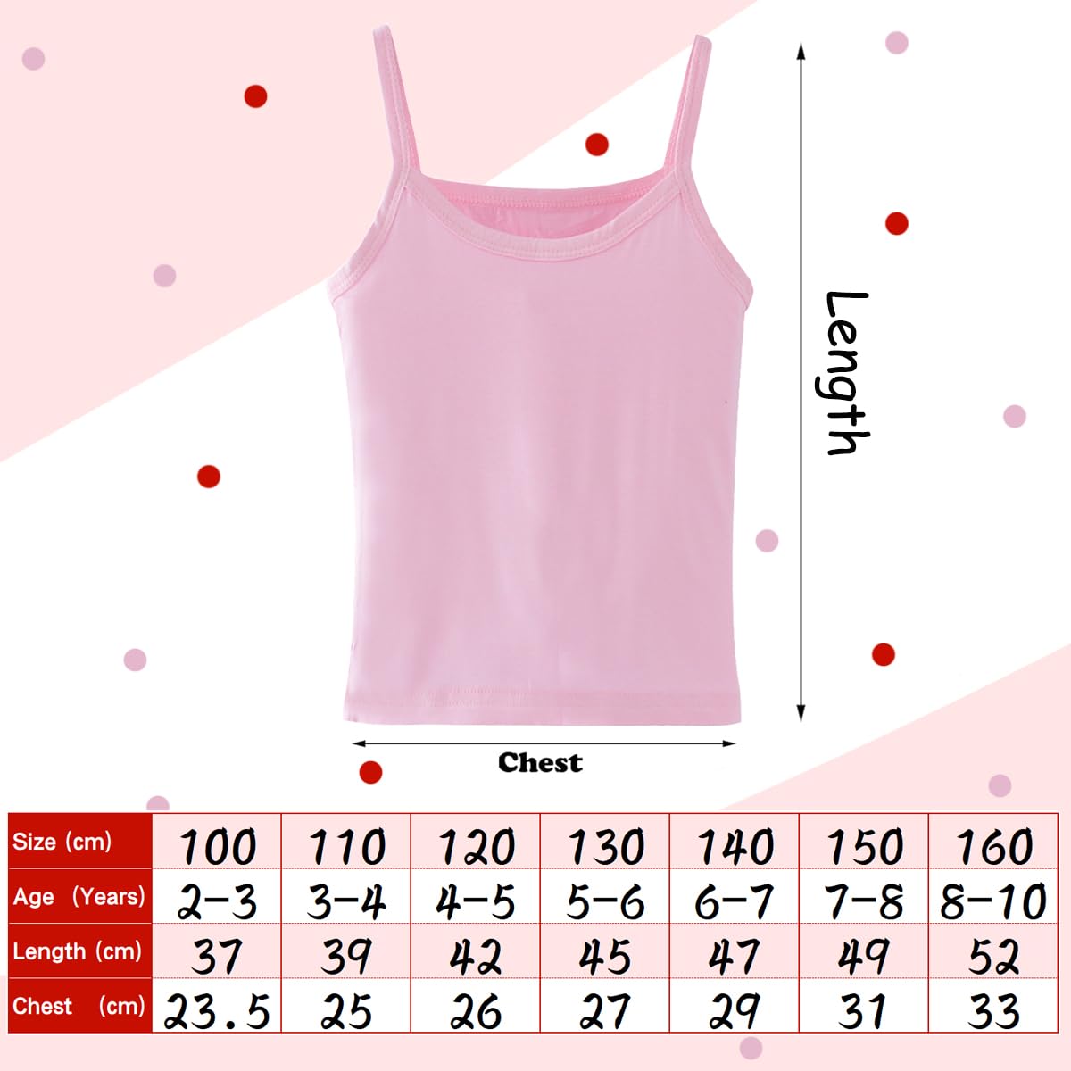Lohhbve 4-Pack Kids Classic Solid Camisole Undershirts for 2-10 Years Toddler Girls Cotton Racerback Tank Top Multipack