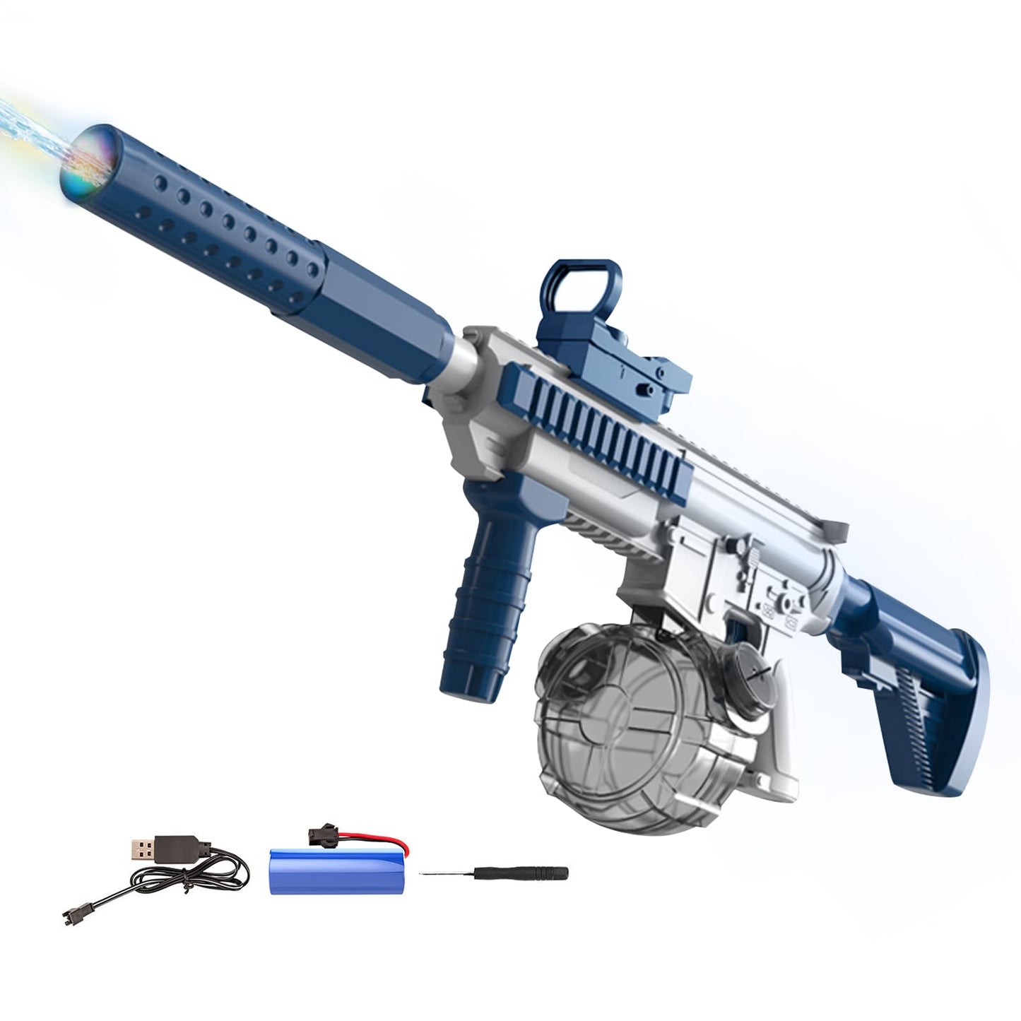 Elektrische Wasserpistole Sehr Stark Wassermaschinenpistole mit Wiederaufladbare Batterie Squirt Gun Wasser Spielzeug bis zu 20ft,Outdoor Water Gun Schießspiel für Erwachsene and Kinder (Blau)