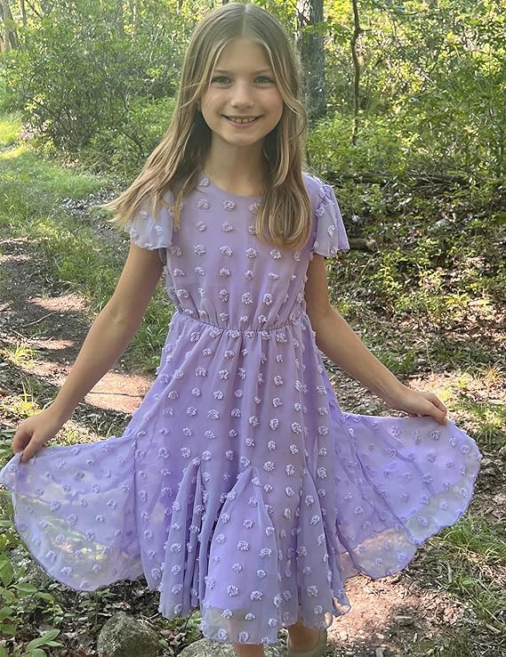 Flypigs Kleid Mädchen Festlich Hochzeit Party Kurzarm Sommer Freizeitkleid Prinzessin Chiffon Kleider Kinder Teenager Kleidung 3-12 Jahre
