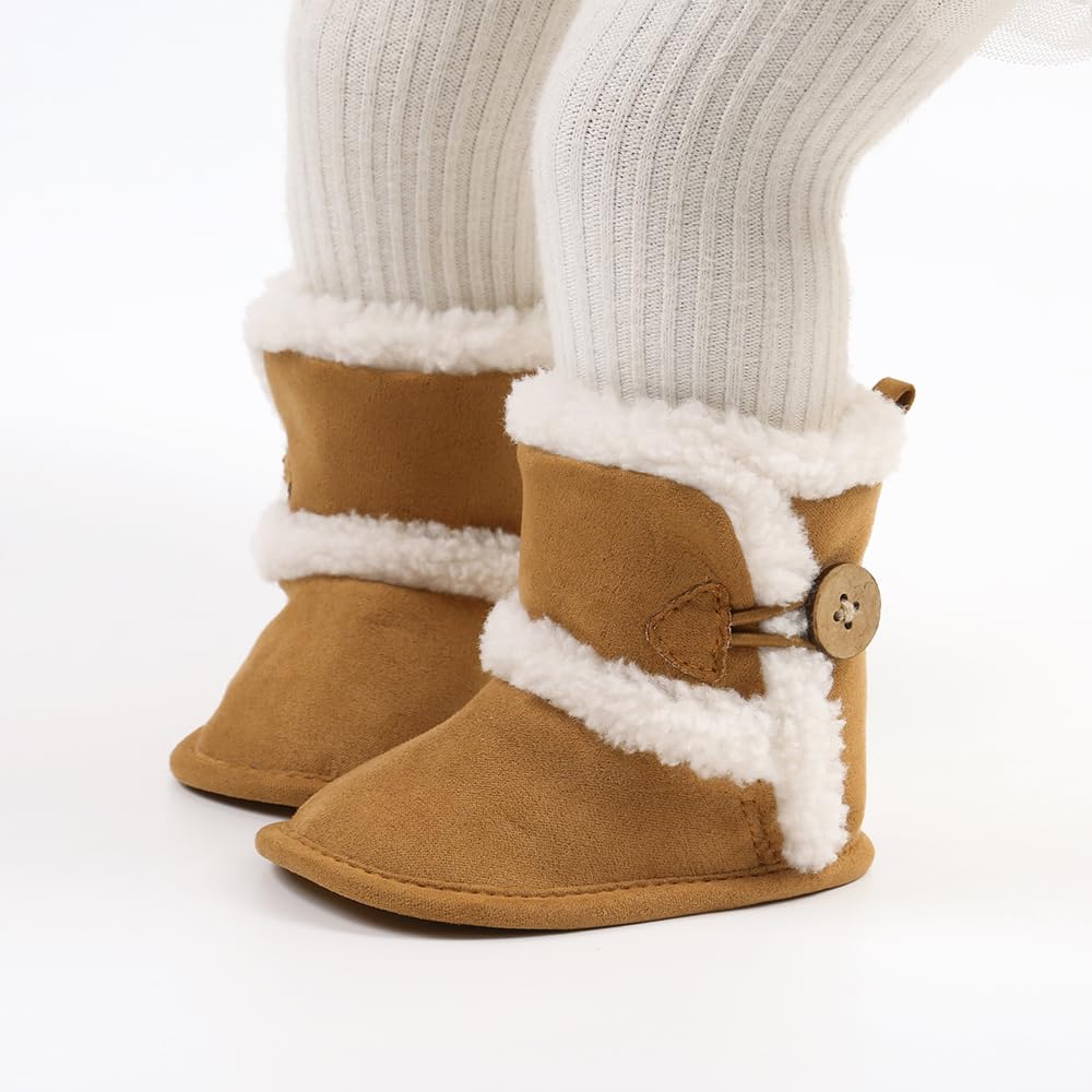 Baby Winter Warm Snow Boots Newborn Baby Girls Boys Soft Sole Buttons Fleece Boots Infant Toddler First Walker Shoes