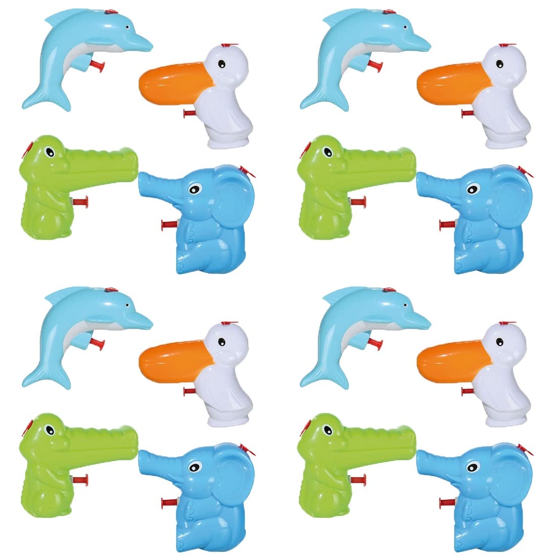 Bada Bing 4er Set Wasserpistole Tiere für Kinder Spritzpistole Kleinkind süß klein Kindgerecht Kindergeburtstag Geschenk Mitbringsel Spielzeug Wasserspritze Sommer Pelikan Elefant Delfin Krokodil 92