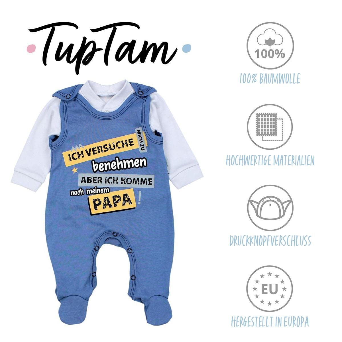 TupTam Unisex Baby Strampler Set Spruch Mamas & Papas Schatz