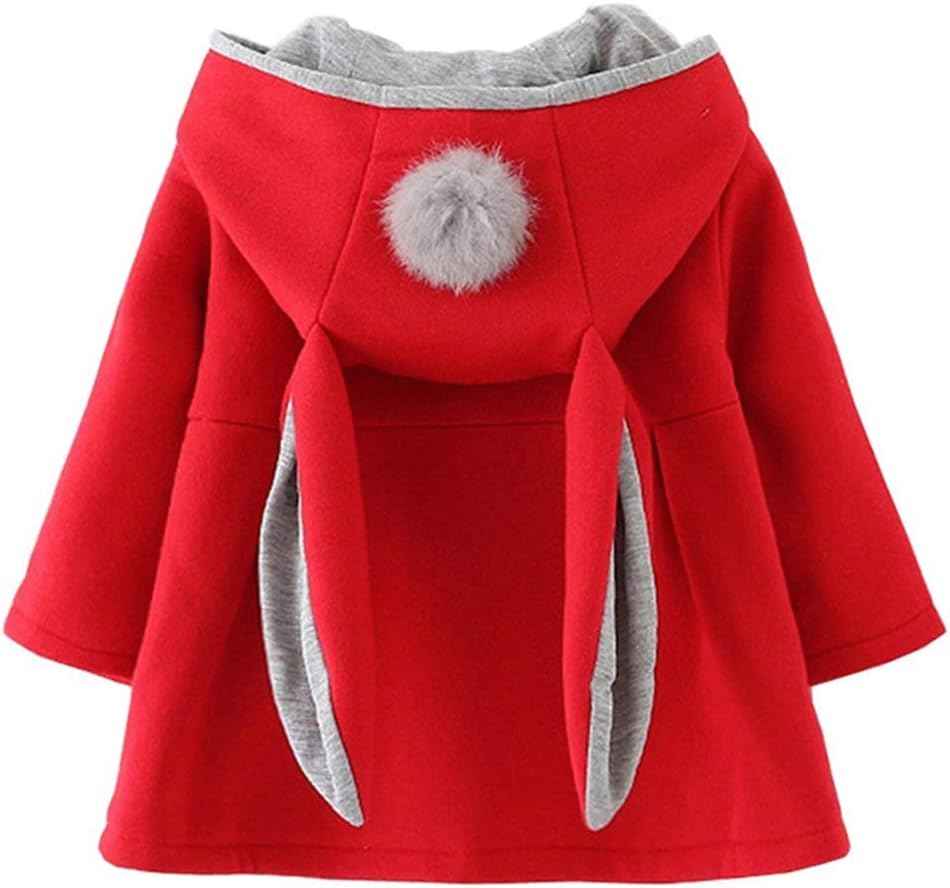 EDOTON Baby Girls' Cotton Coats Spring Autumn Winter Jackets with Hair Balls Rabbit Ear Toddler Warm Clothing
