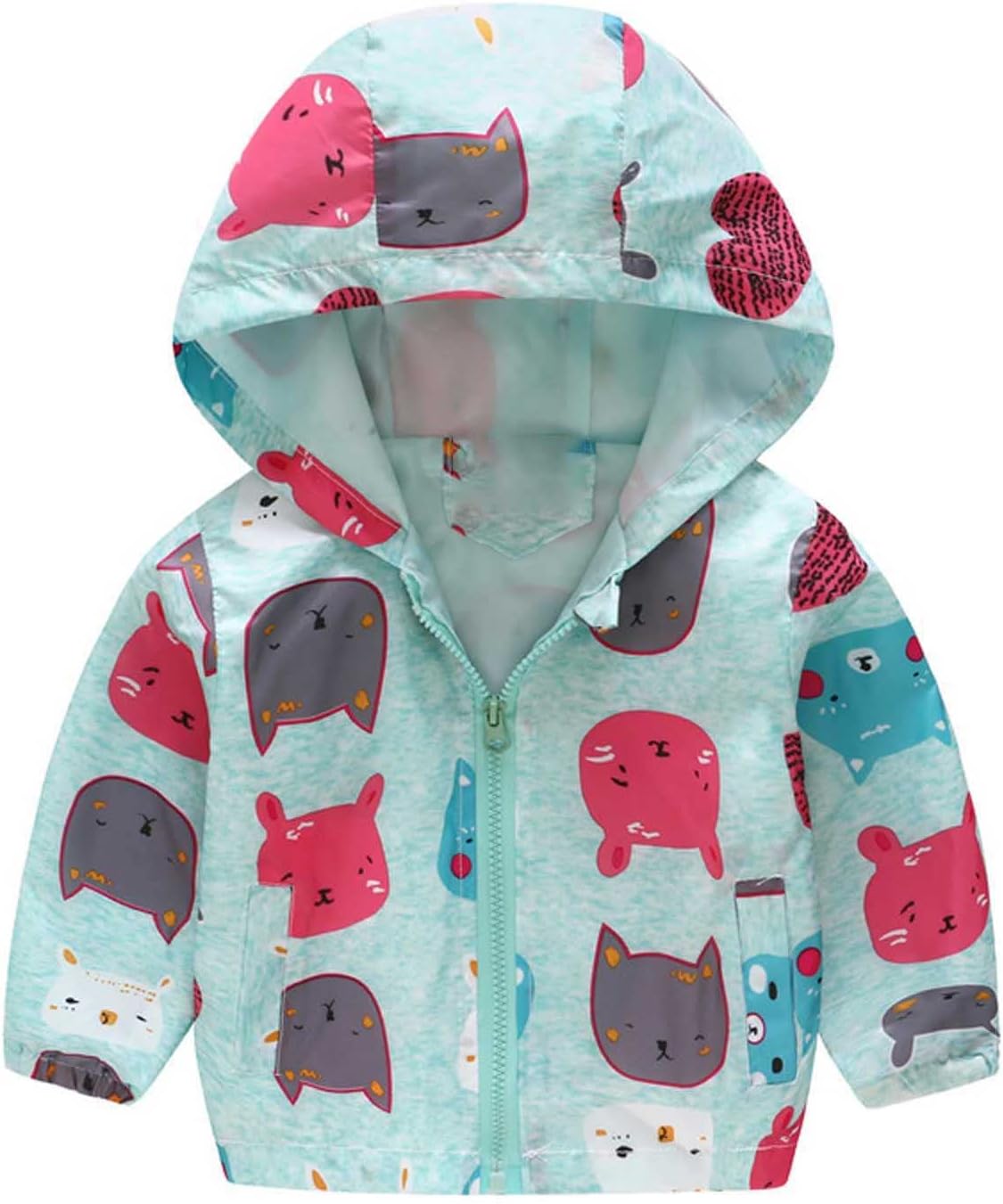 KQIVAM Children's Rain Jacket Transition Jacket Waterproof Outdoor Jacket Windproof with Hood Waterproof Jacket for Children Unisex Rainwear for Girls and Boys