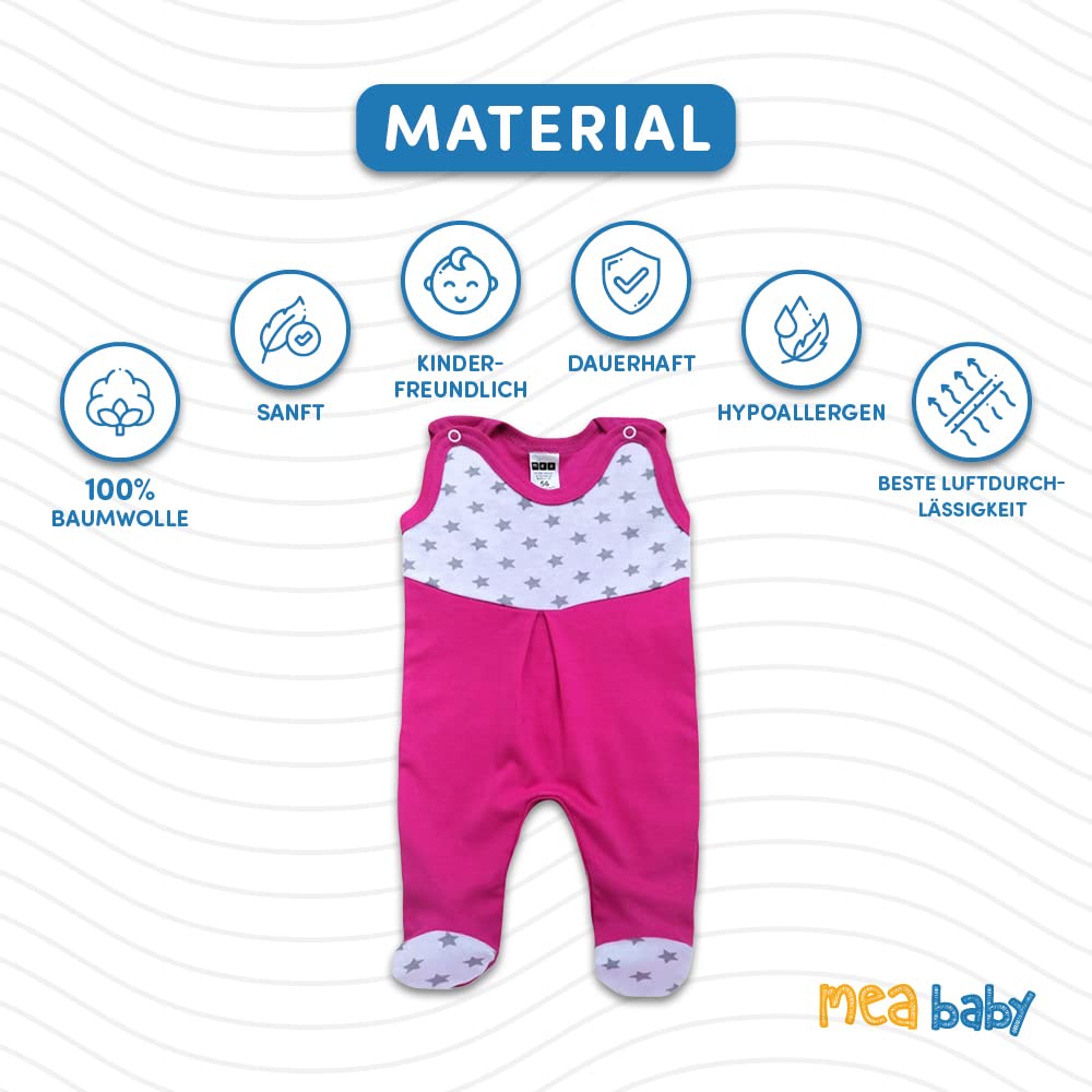 MEA BABY Unisex Strampler mit Aufdruck, Baumwolle, 5er Pack. Baby Strampler Mädchen Baby Strampler Junge