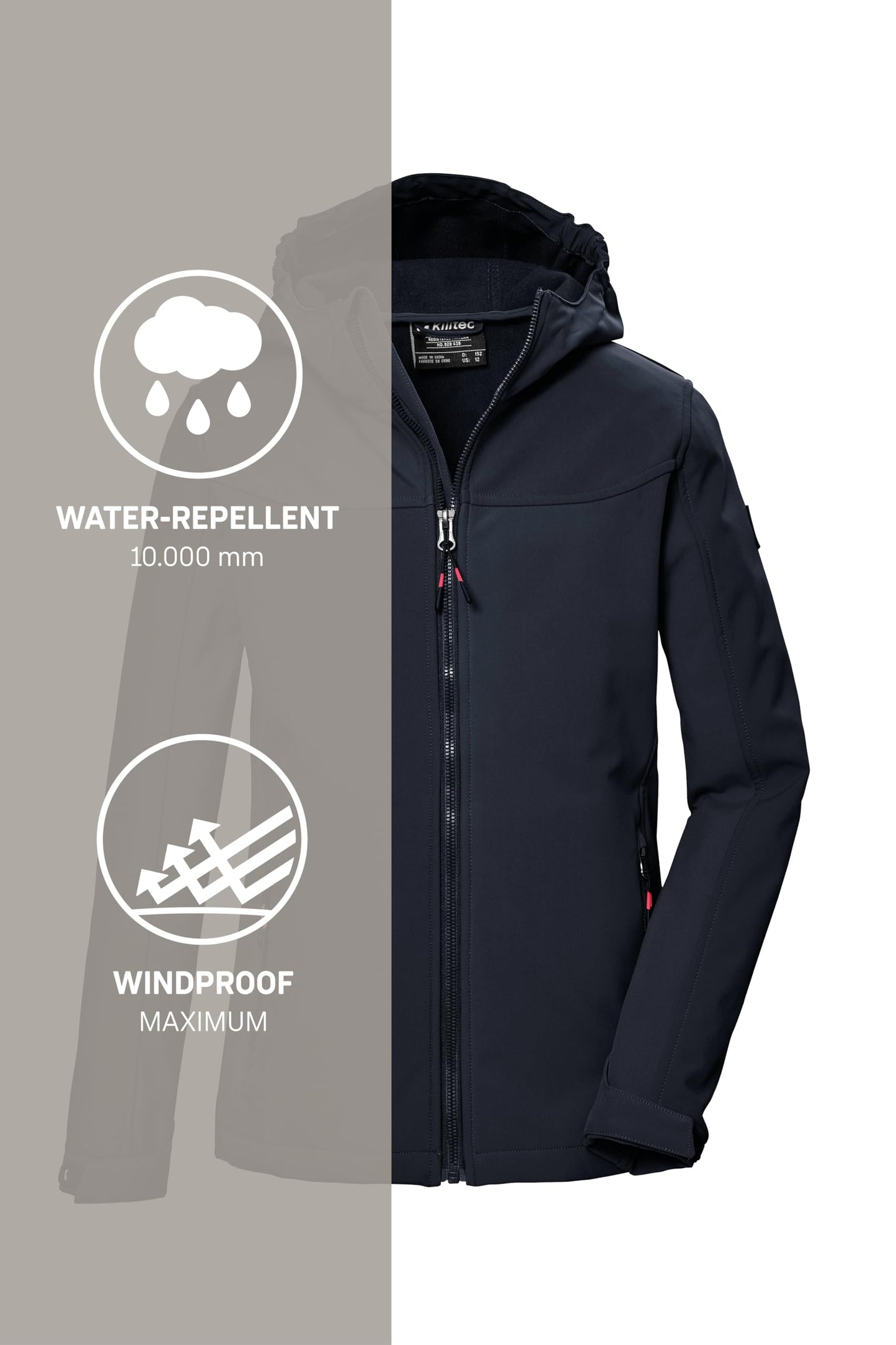 Killtec Mädchen Kos 145 Grls Sftshll Jckt Softshelljacke/Outdoorjacke mit Kapuze