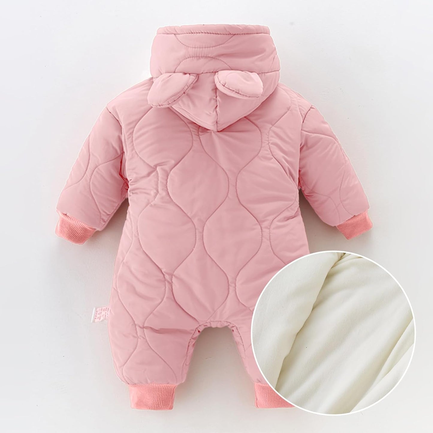 Minizone Baby Winter Jumpsuit with Hood, Romper Snowsuit Boys and Girls, Long-Sleeve Jumpsuit, Warm Outfits, Gift, 6-9 Months, 80 cm, Black