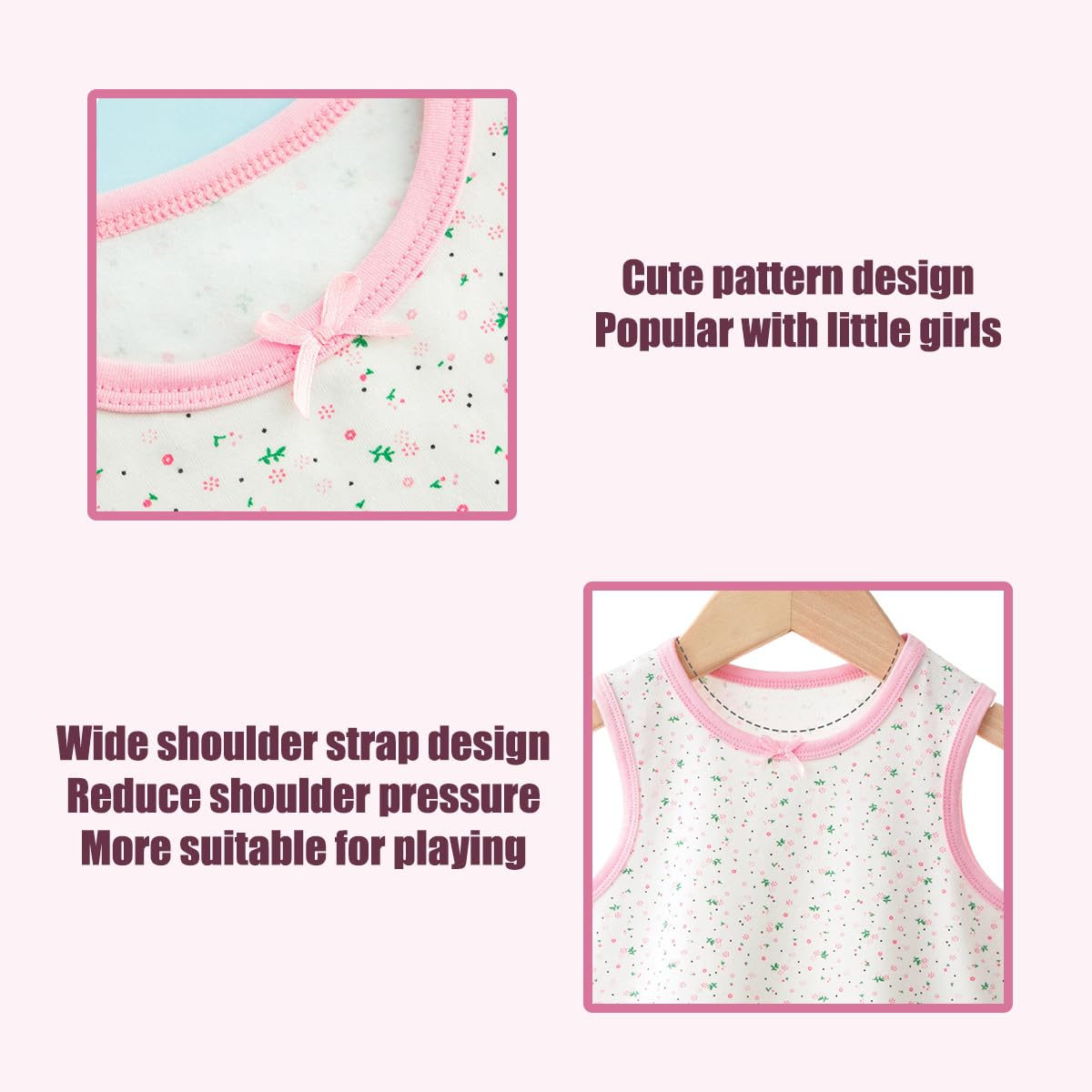 Lohhbve 4-Pack Kids Classic Solid Camisole Undershirts for 2-10 Years Toddler Girls Cotton Racerback Tank Top Multipack