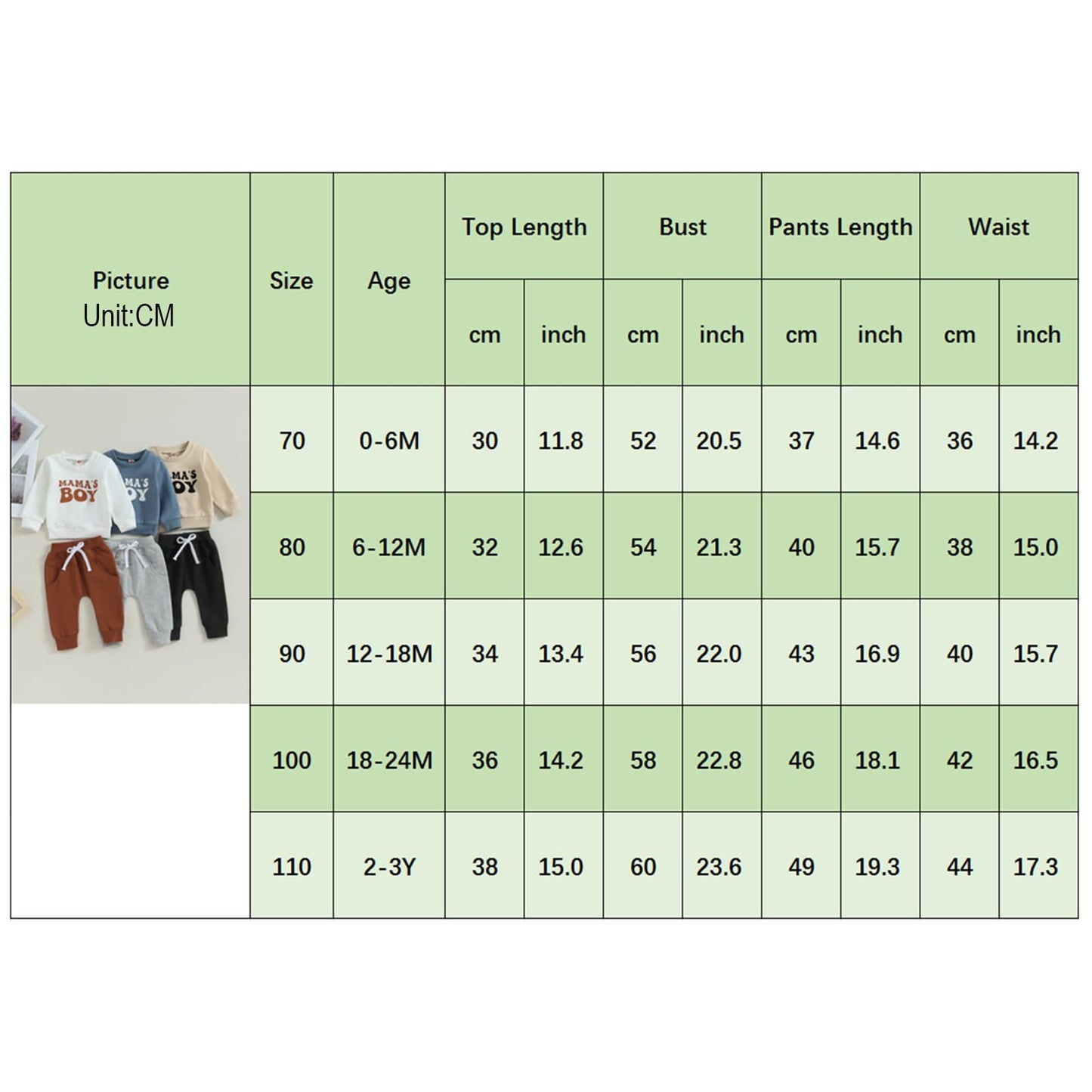 Geagodelia Baby Boys Clothing Outfit Baby Clothing Set Long Sleeve Sweatshirt + Trousers Newborn Soft Baby Set Mama's Boy 2-Piece