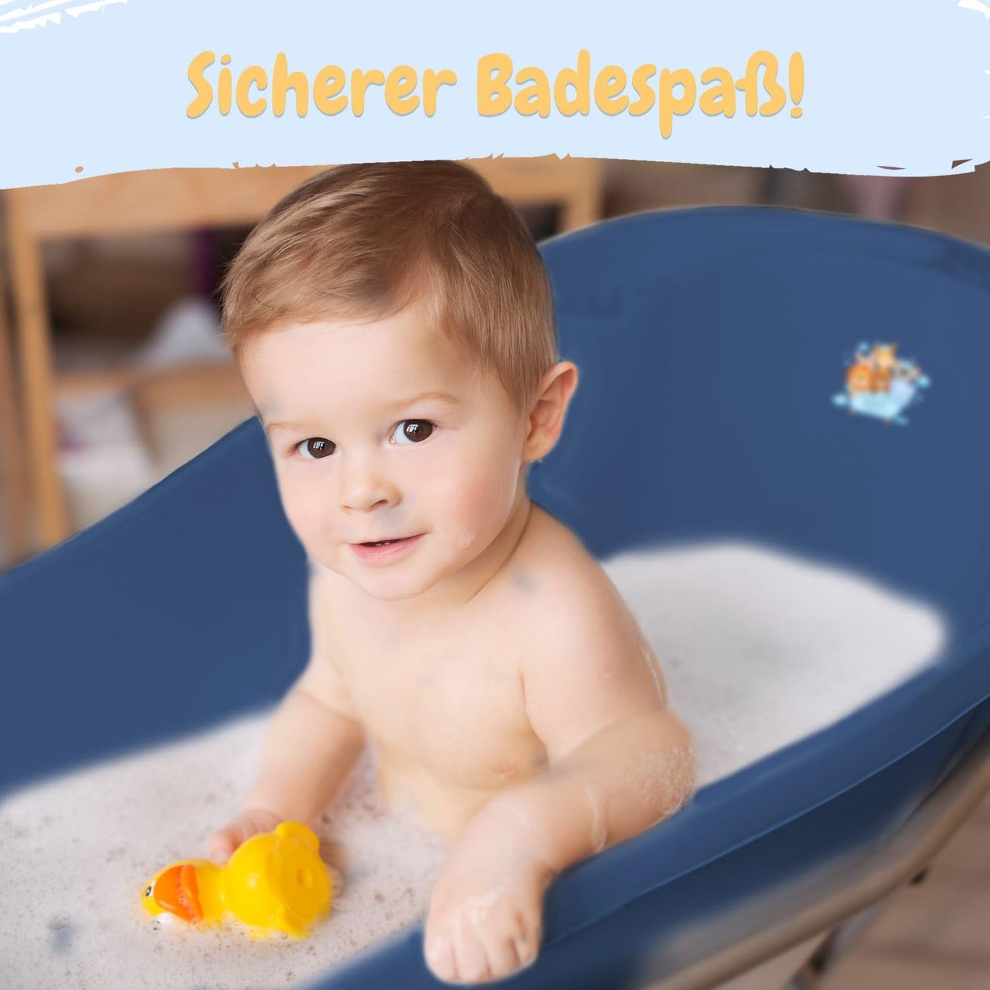 Baby Badewanne mit Gestell 4 Set TÜV Rheinland zertifiziert! Babybadewannen + Baby Badewannensitz +Abfluss + Gestell - Babywanne mit Ständer! Baby Pflegeset für Neugeborene.