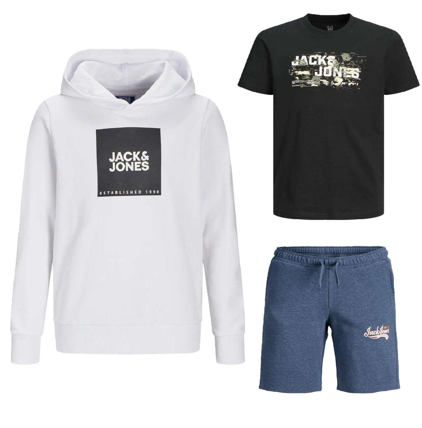 JACK & JONES Junior Kinder Jungen T-Shirt Kids Hoodie Sweatshirt Sweat Shirt Hood T 3er 4er 6er 9er