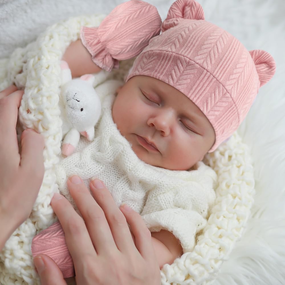 DRESHOW Neugeborenes Baby Mütze Hut und Handschuhe Set Beanie Bekleidung Unisex Infant Hut Kindergarten Mütze Baby Jungen Mädchen 0-6 Monate