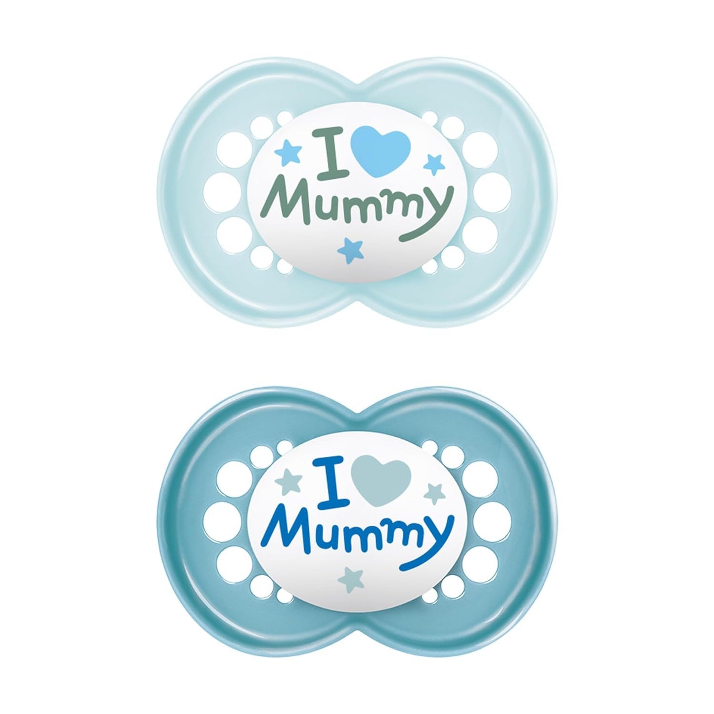 MAM Original Schnuller im 2er-Set, zahnfreundlicher Baby Schnuller aus nachhaltigen & bio-erneuerbaren Materialien, Sauger aus MAM SkinSoft Silikon, mit Schnullerbox, 0-6 Monate, blau/beige - Meloni2