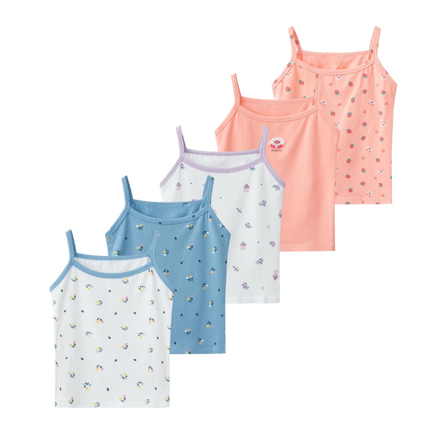 Tolmaiertu 2-10 Years Girls Cotton Vests Tank Top Camisole Soft Tagless Cami Kids Undershirts 5 Pack