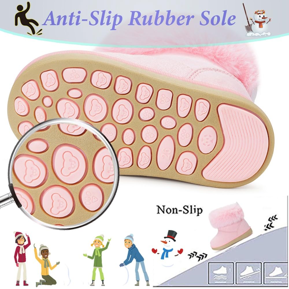 Gaatpot Baby Boots, Girls' Boots, Winter Shoes, Snow Boots, Children's Slip-On Boots, Warm Plush Lined, Comfortable, Rabbit Ears, Shoes, EU 20-29