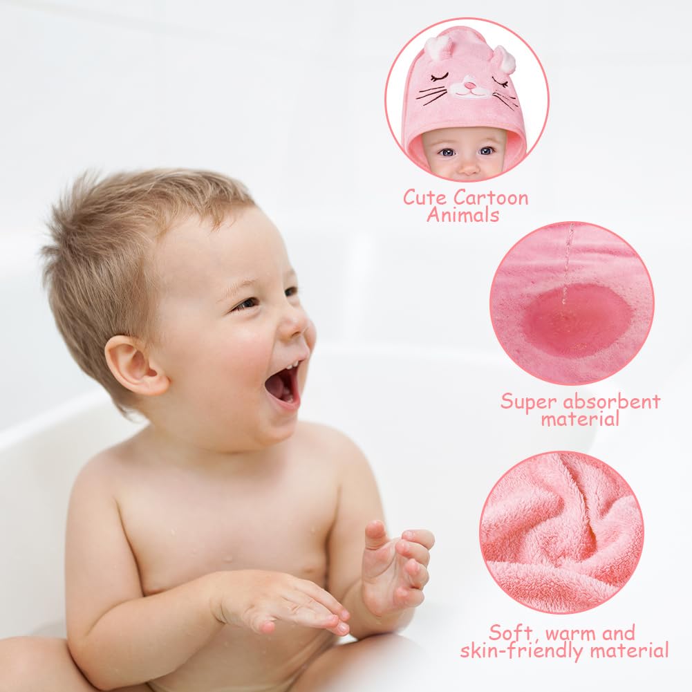 Aolso Hooded Towel Baby, 80 x 80 cm Baby Towel Hood, Baby Wash Cloth, Coral Fleece Baby Towel with Hood for Newborns, Soft and Super Absorbent, Unisex (Grey Elephant)