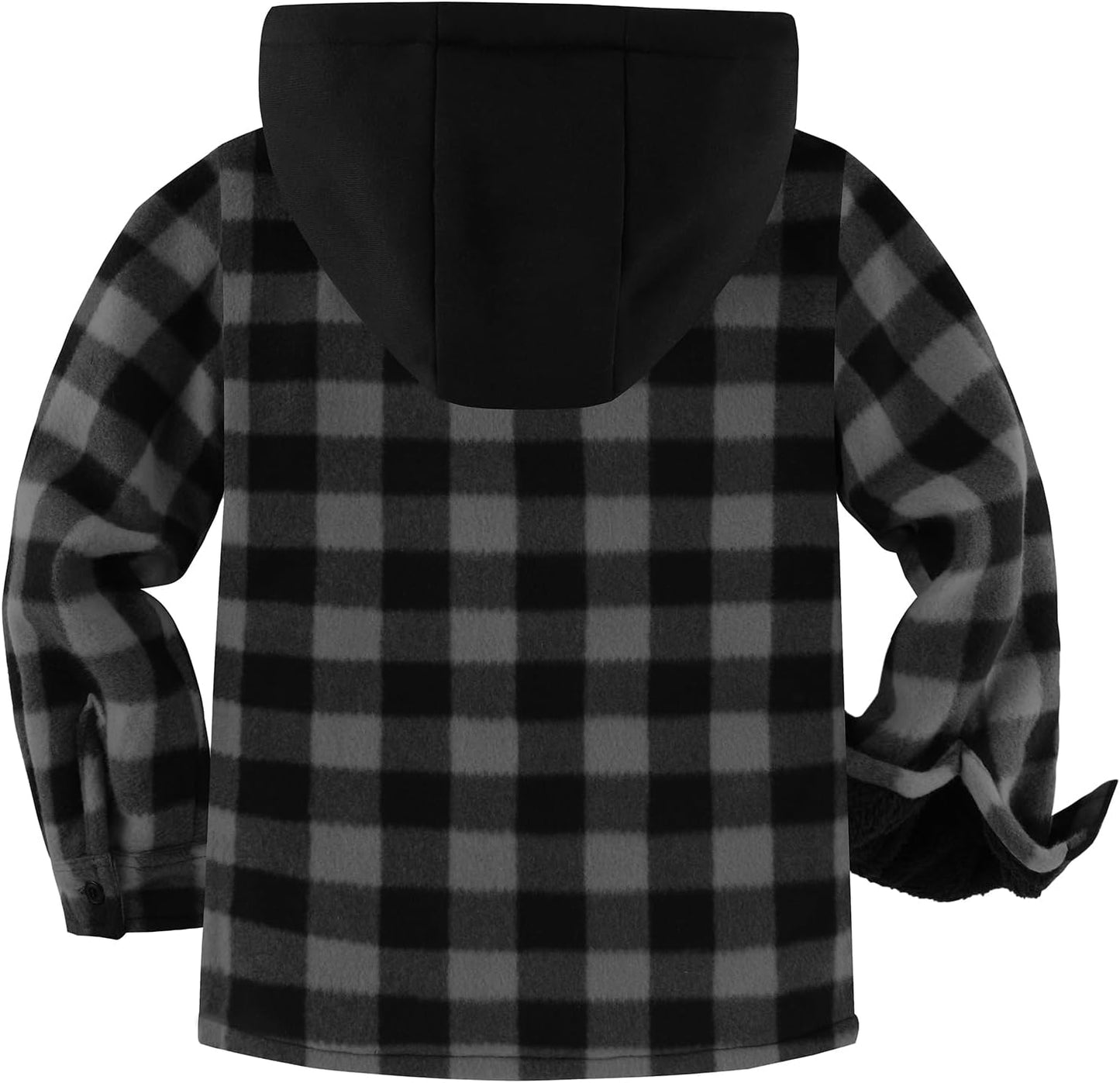 zitysport Shirt Jacket Boys Thick Hoodie Checked Jacket Children with Zip Warm Flannel Jacket Boys Sweat Jacket Outdoor Fleece Jacket Winter Jackets for Boys with Chest Pocket