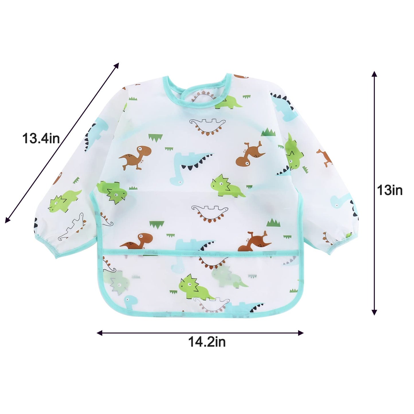 PandaEar Waterproof Baby Bibs with Long Sleeves, 3 Pack Washable Baby Bibs Feeding Bibs with Sleeves for 12-48 Months Children Eating Crafting Painting Art Craft Painting