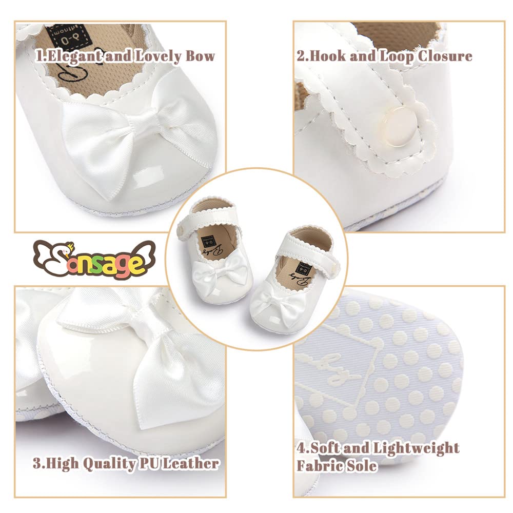 Sonsage Infant Baby Mädchen Bowknot Mary Jane Kleinkind weich Anti-Rutsch-Sohle Prinzessin Hochzeit Kleid erste Walking Flats Prewalker Neugeborenen Ballett Schuhe