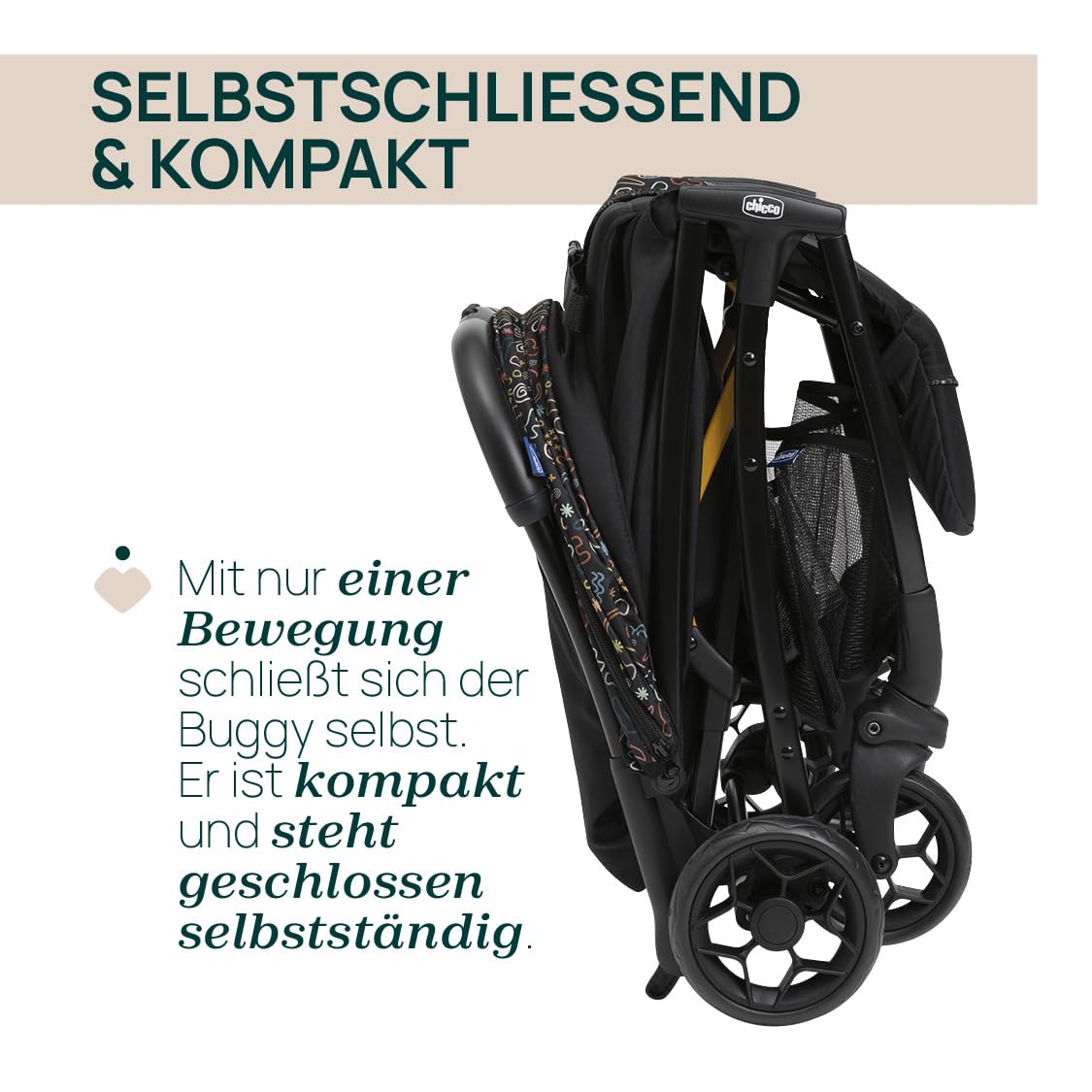Chicco, Glee Pushchair from 0 Months to 4 Years with Automatic and Compact Closure, Extendable Hood with SPF 50+ and Rain Cover, 3-Level Adjustable Backrest, Leg Rest