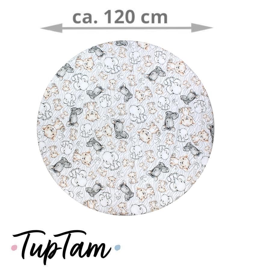 TupTam Krabbeldecke für Baby 120x120 cm - Gepolsterte Spieldecke Baby Baumwolle, XXL, OEKO-TEX, Weich & Hautfreundlich, Farbe: Wald/Beige